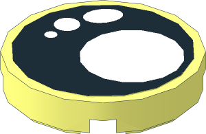 Tile  2 x  2 Round with Round Underside Stud with Eye of a Rooster Sticker, right side