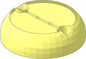~Cylinder Hemisphere  7 x  7 Flat with 2 Pin Holes without Top