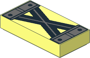 Tile  1 x  2 with Black and Dark Bluish Grey Crossed Lines and 4 Rivets Pattern