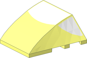 Wedge  4 x  3 Triple Curved without Studs with White Half Circle from Side to Side Pattern