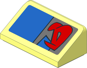 Slope Brick 31  1 x  2 x  0.667 with Red Markings and Blue Rectangle Left Sticker