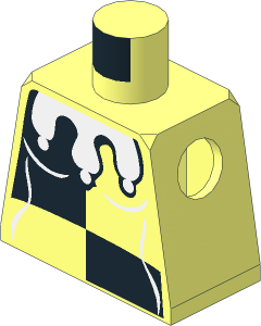 Minifig Torso with Female Harlequin Black/White Pattern