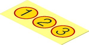 Sticker  0.8 x  1.8 with "1", "2" and "3" in Yellow Circle