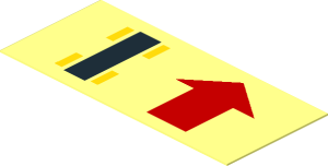 Sticker  0.8 x  1.8 with Car and Red Straight Arrow Up