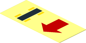 Sticker  0.8 x  1.8 with Car and Red Straight Arrow Down