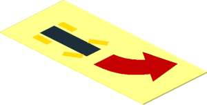 Sticker  0.8 x  1.8 with Car and Red Left Curved Arrow