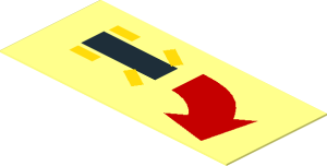 Sticker  0.8 x  1.8 with Car and Red Right Curved Arrow