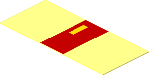 Sticker  0.8 x  1.8 with Red and Yellow Rectangle Top Left