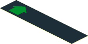 Sticker  0.8 x  3.5 with Green Arrow on Black Background