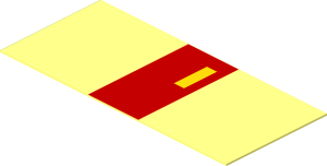 Sticker  0.8 x  1.8 with Red and Yellow Rectangle Top Right