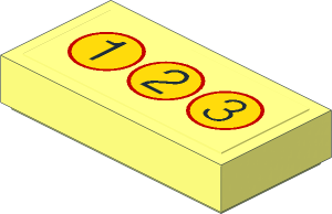 Tile  1 x  2 with "1", "2" and "3" in Yellow Circle Sticker
