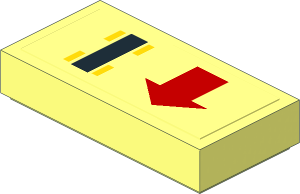 Tile  1 x  2 with Car and Red Straight Arrow Down Sticker
