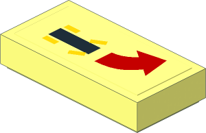 Tile  1 x  2 with Car and Red Left Curved Arrow Sticker