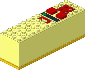 Electric 9V Battery Box  4 x 14 x  4 with Yellow Bottom with Green Arrow Sticker