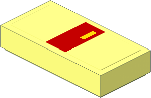 Tile  1 x  2 with Red and Yellow Rectangle Top Right Sticker
