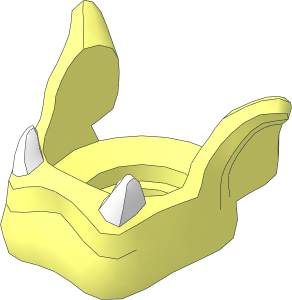 Minifig Large Lower Jaw with White Canines and Pointed Ears Pattern