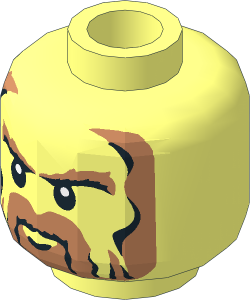 Minifig Head with Black and Nougat Beard, Sideburns and Bushy Eyebrows Pattern