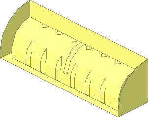~Brick 1 x 4 with Curved Top without Understuds without Patternable Surfaces