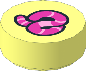 Tile  1 x  1 Round with Bright Pink and Dark Pink Worm and Black Outline Pattern