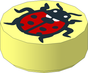 Tile  1 x  1 Round with Red Ladybug Pattern