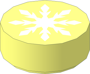 Tile  1 x  1 Round with White Eight-Pointed Snowflake Pattern