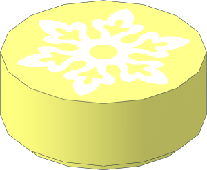 Tile  1 x  1 Round with White Six-Pointed Snowflake Pattern