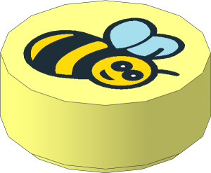 Tile  1 x  1 Round with Bee Pattern