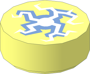 Tile  1 x  1 Round with Cracked Medium Blue and White Lightning Burst from Centre Pattern