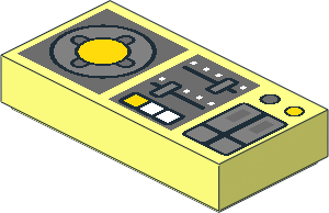 Tile  1 x  2 with Vehicle Control Panel with Yellow Joystick and Two Sliders Pattern