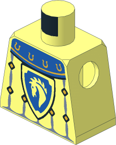 Minifig Torso with Blue Collar with Gold Horseshoes Surcoat, Sand Blue Trim with Diamonds and Horse Knight Shield Pattern