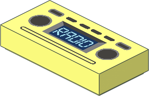 Tile  1 x  2 with Light Blue 'RADIO' and Metallic Silver Buttons Pattern