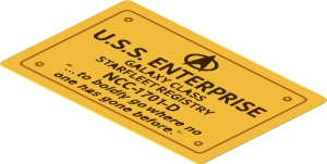 Sticker  1.8 x  2.8 with Gold Enterprise Dedication Plate