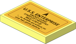 Tile  2 x  3 with Gold Enterprise Dedication Plate with Wrong Starfleet Logo Sticker