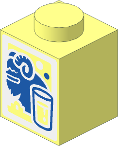 Brick  1 x  1 with Blue SW Bantha and Glass Outline on White Background Pattern