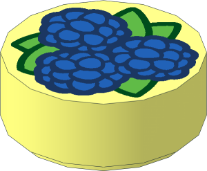 Tile  1 x  1 Round with Blue & Dark Blue Blackberries Pattern