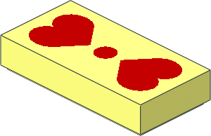 Tile  1 x  2 with Red Hearts Pattern