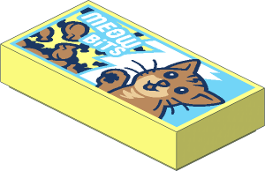 Tile  1 x  2 with "MEOW BiTS" Cat Food Pattern