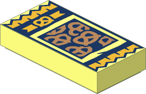 Tile  1 x  2 with Medium Nougat Pretzels in Dark Blue and Gold Pack Pattern