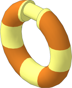 Minifig Life Preserver with Handle with Orange Pattern