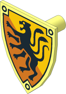 Shield Triangular with Black Displacer Beast on Orange & Yellow Background Pattern