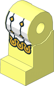 Minifig Leg Right with White Surcoat Ends, Gold Scalloped Edges, Diamonds and Horseshoe Pattern