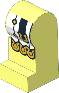 Minifig Leg Left with White Surcoat Ends, Gold Scalloped Edges, Diamonds and Horseshoe Pattern