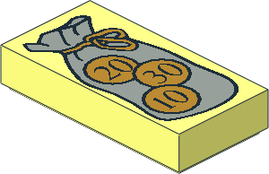 Tile  1 x  2 with Bag and Coins Pattern