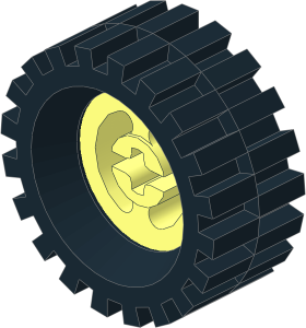 ~Wheel Rim  8 x 17.5 with Axlehole with Rubber Black Tyre 12/ 50 x 16 Offset Tread (Obsolete)