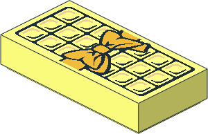 Tile  1 x  2 with Chocolate Bar and Gold Bow Pattern