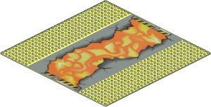 Baseplate 32 x 32 Road 8-Stud Straight with Cracked Road and Lava Pattern