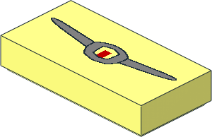 Tile  1 x  2 with Groove with Metallic Silver and Red Emblem Pattern