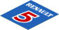 Sticker  2.1 x  1.9 with White "RENAULT" and Red "5" on Blue Background