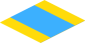 Sticker  2.2 x  2.0 Light Blue with Yellow Stripes on Top and Bottom