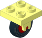 Plate  2 x  2 with 2 Wheel Clips Perpendicular with Red Wheel with Tyre 4/ 80 x  8 Single Smooth Type 1